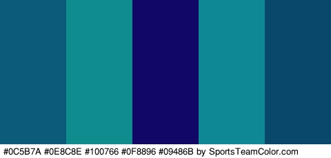 #0C5B7A #0E8C8E #100766 #0F8896 #09486B Colors