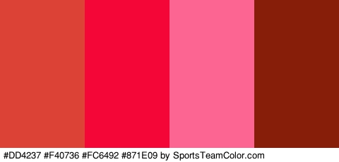 #DD4237 #F40736 #FC6492 #871E09 Colors