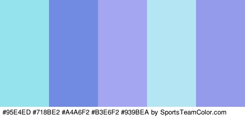 #95E4ED #718BE2 #A4A6F2 #B3E6F2 #939BEA Colors