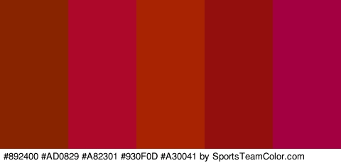 #892400 #AD0829 #A82301 #930F0D #A30041 Colors