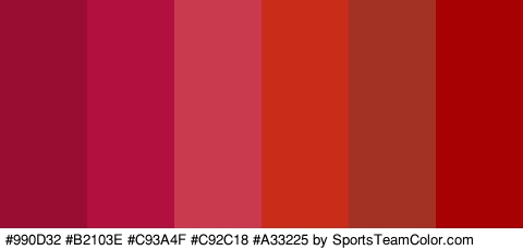 #990D32 #B2103E #C93A4F #C92C18 #A33225 #A80104 Colors