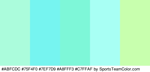 #ABFCDC #75F4F0 #7EF7D9 #A8FFF3 #C7FFAF Colors