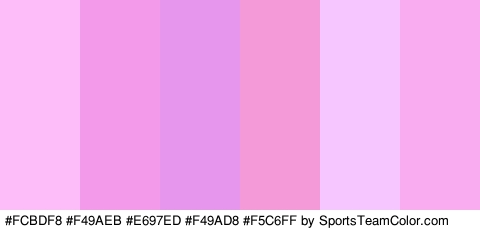 #FCBDF8 #F49AEB #E697ED #F49AD8 #F5C6FF #F9ACF0 Colors