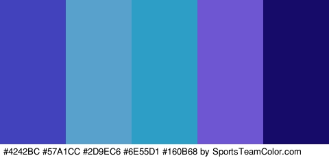 #4242BC #57A1CC #2D9EC6 #6E55D1 #160B68 Colors