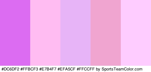 #DC6DF2 #FFBCF3 #E7B4F7 #EFA5CF #FFCCFF Colors