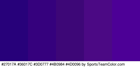 #27017A #36017C #3D0777 #4B0984 #4D0096 Colors