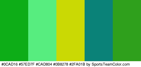 #0CAD16 #57ED7F #CAD804 #0B8278 #2FA01B Colors