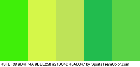 #3FEF09 #D4F74A #BEE258 #21BC4D #5AD347 Colors