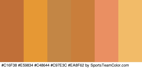 #C16F38 #E59834 #C48644 #C97E3C #EA8F62 #F2BB68 Colors