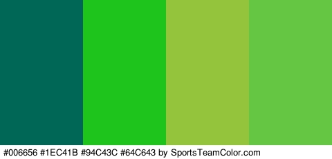 #006656 #1EC41B #94C43C #64C643 Colors